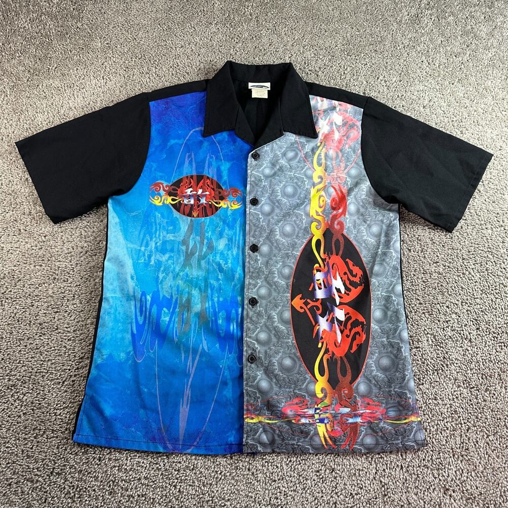 VINTAGE WD Sportswear Shirt Mens L Dragon Liquid Print Skater Grunge Mall 90s*